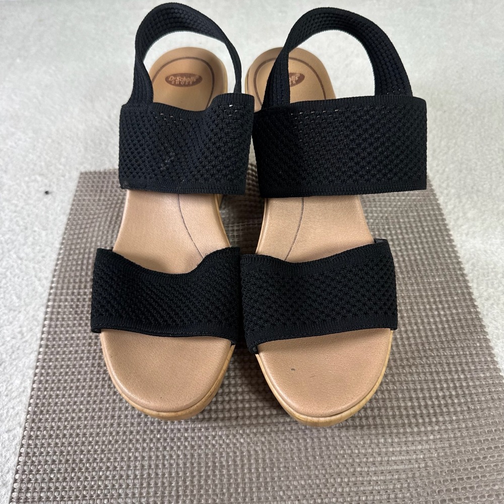Dr. Scholl's Becca Sandal Womens 9.5 Black Good Knit Platform Block Heel